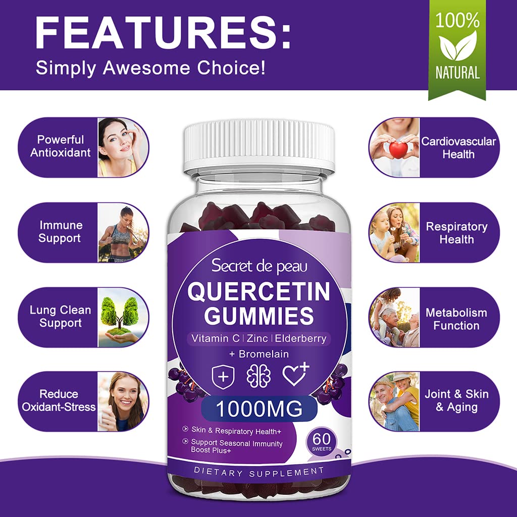 Secret De Peau Quercetin 1000mg Gummies Immune Support - 120 Count - image 5