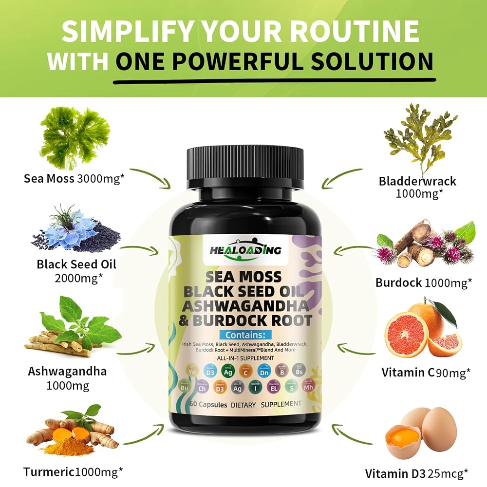 HEALOADING Sea Moss Capsules Wildcrafted Irish Seamoss - 60 Capsules - image 4