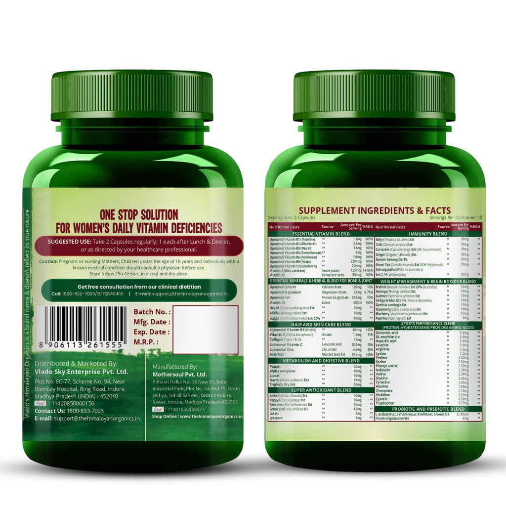 Himalayan Organics Liposomal Multivitamin for Women - 60 Vegetarian Capsules - image 9
