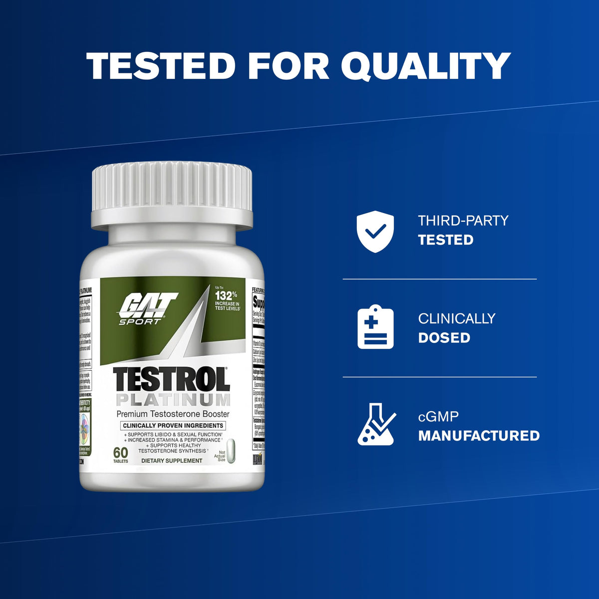 GAT SPORT TESTROL Platinum Testosterone Support - 60 Tablets - image 4