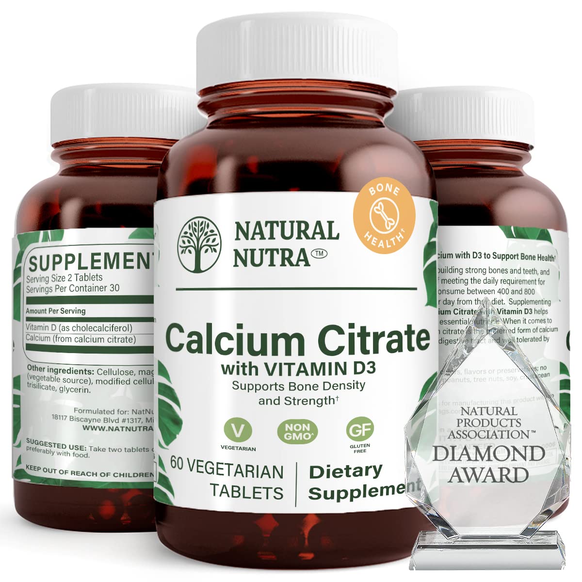 Natural Nutra Calcium Citrate with Vitamin D3 - 60 Tablets