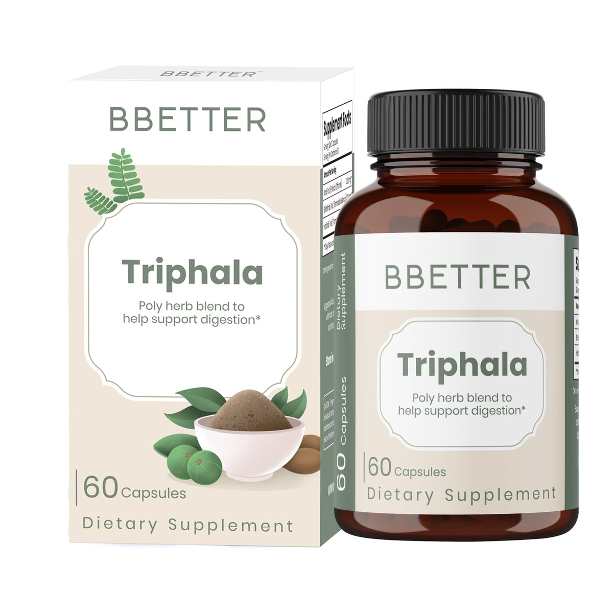 BBETTER Triphala Ayurvedic Herbal Supplement - 60 Capsules