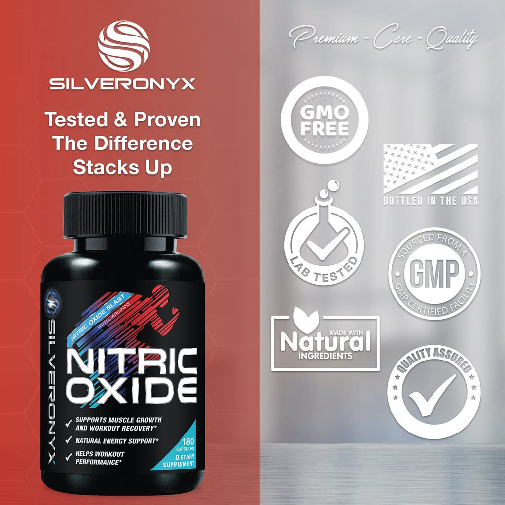 SILVERONYX Nitric Oxide Supplement 3000mg Blend - 3X Strength