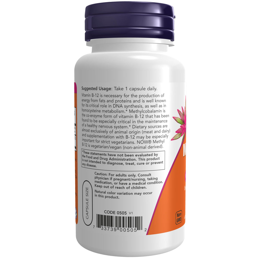 NOW Methyl B-12 5000mcg Vegetarian Capsules - 90 Count - image 3