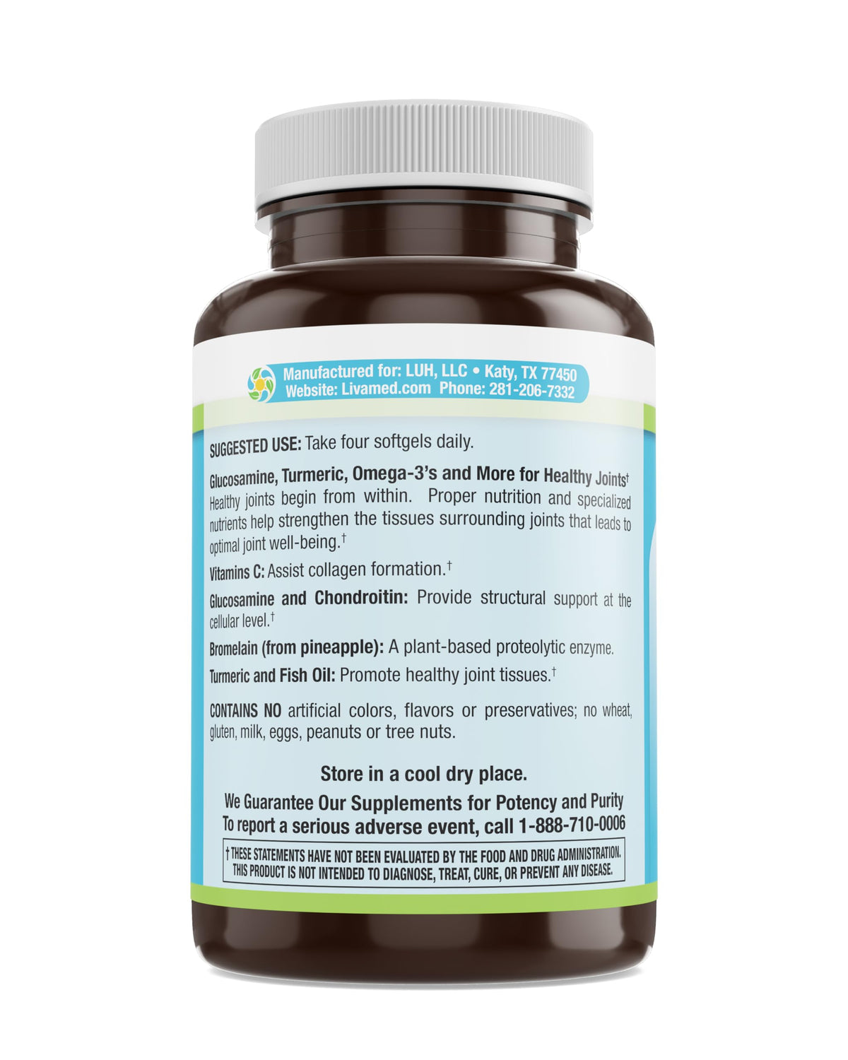 Livamed Joint Support Supplement Glucosamine Chondroitin MSM - 120 Softgels - image 5