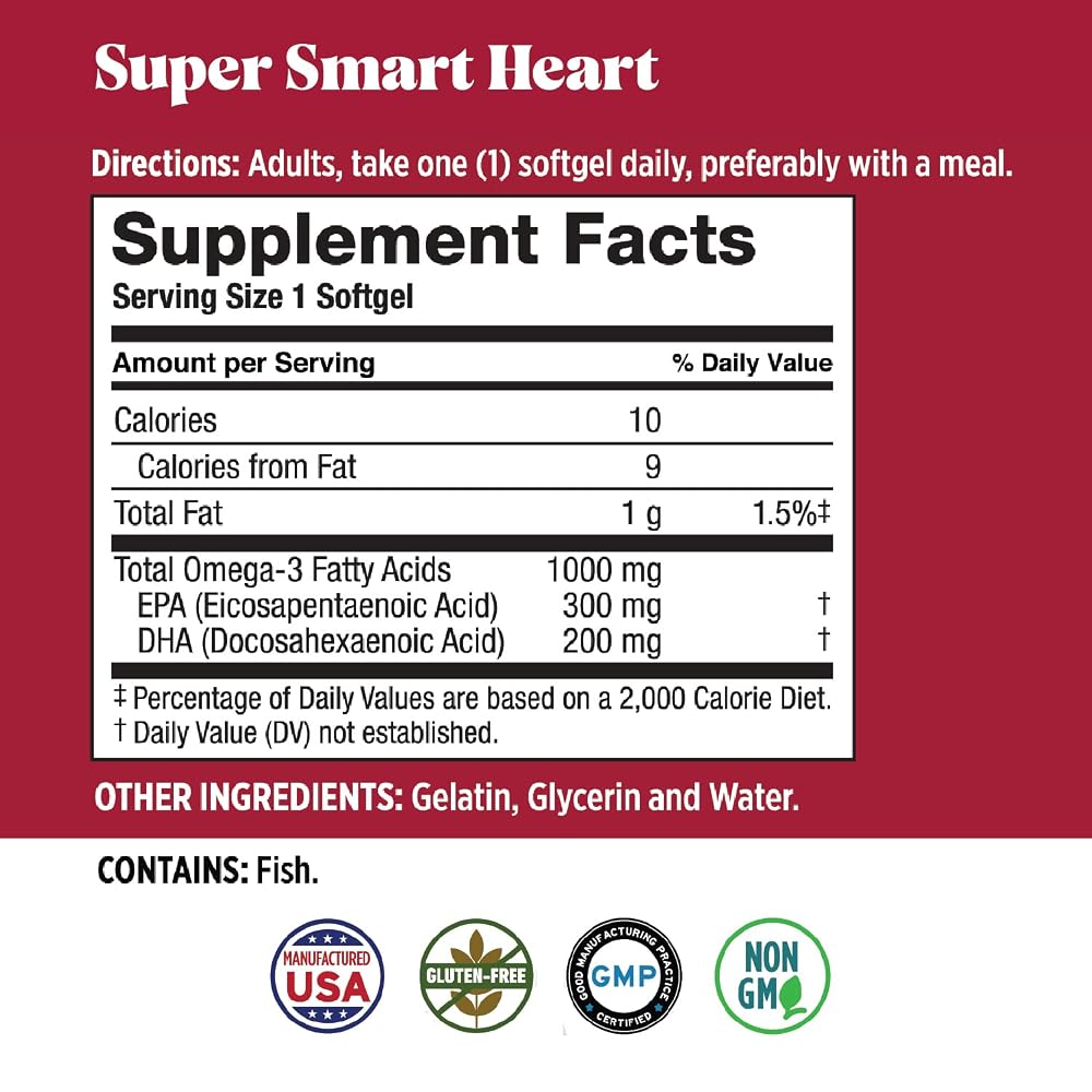 Basic Brands Super Smart Heart Omega Triple Strength 1000 mg - 90 Softgels - image 6