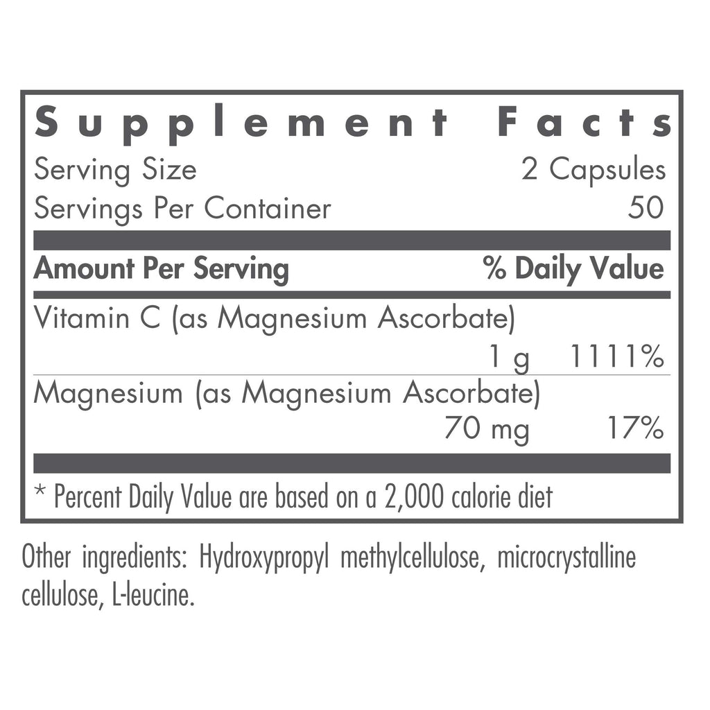 Allergy Research Group Magnesium Ascorbate Buffered Vitamin C - 100 Capsules - image 2