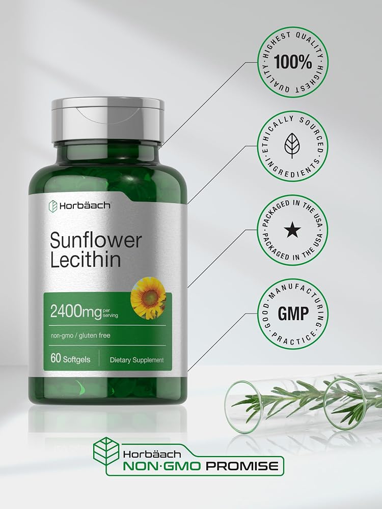 Horbäach Sunflower Lecithin Softgel Capsules 2400mg - 60 Softgels - image 6