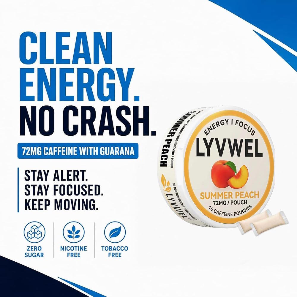 LyvWel 72mg Caffeine Energy Pouches