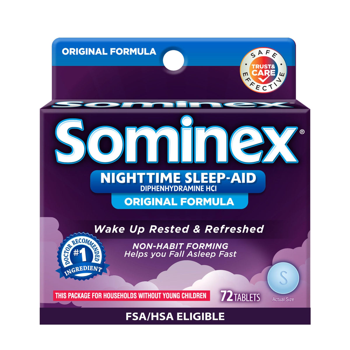Sominex Nighttime Sleep Aid with Diphenhydramine HCl - 72 Tablets