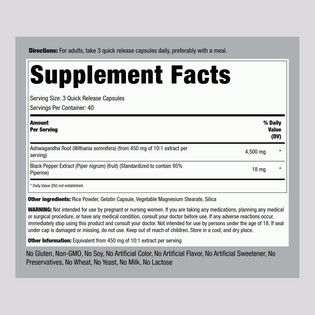 Piping Rock Ashwagandha Capsules - 120 Count - image 2