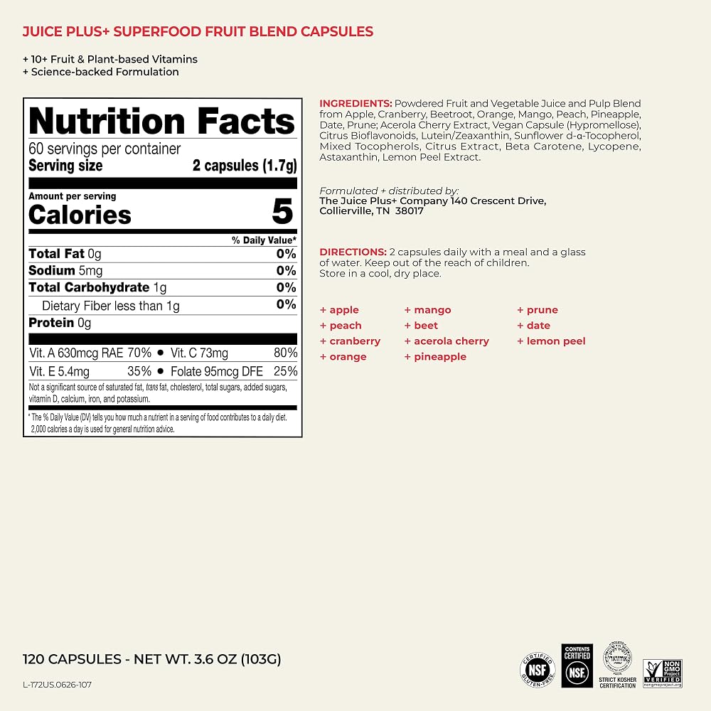 Juice Plus+ Fruit & Vegetable Blend - 120 Capsules (2 Pack) - image 8