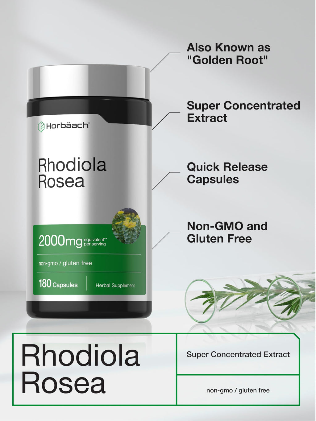 Horbäach Rhodiola Rosea Capsules - 180 Count - image 4