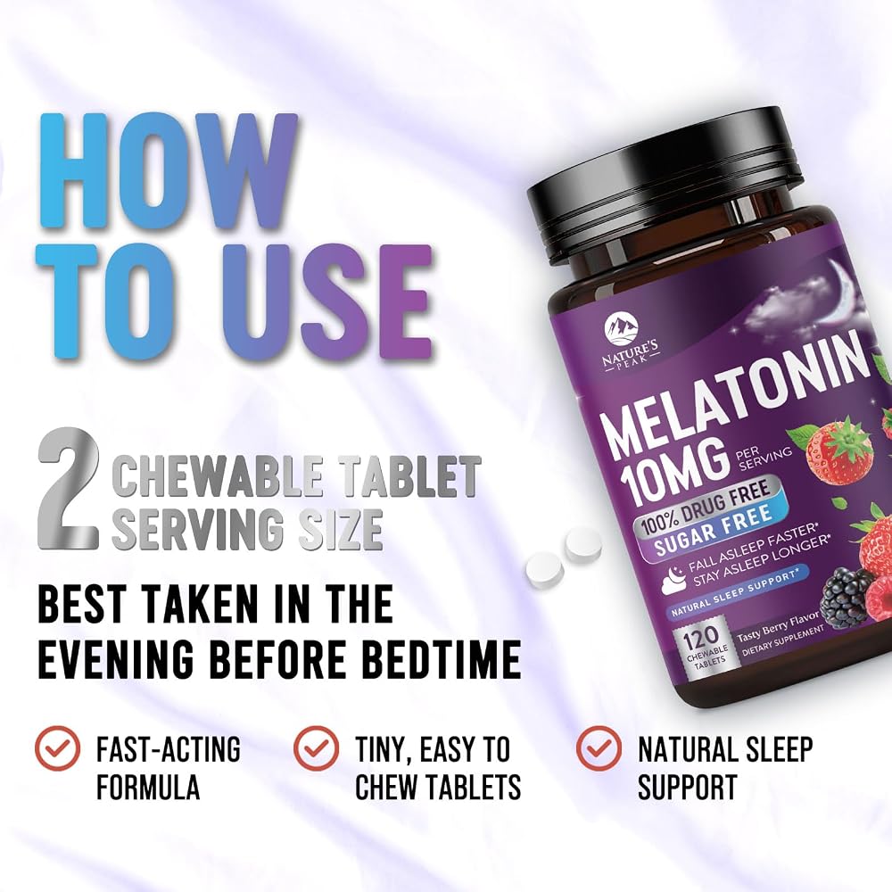 Nature's Peak Melatonin 10mg - Fast Dissolve Sleep Support Melatonin