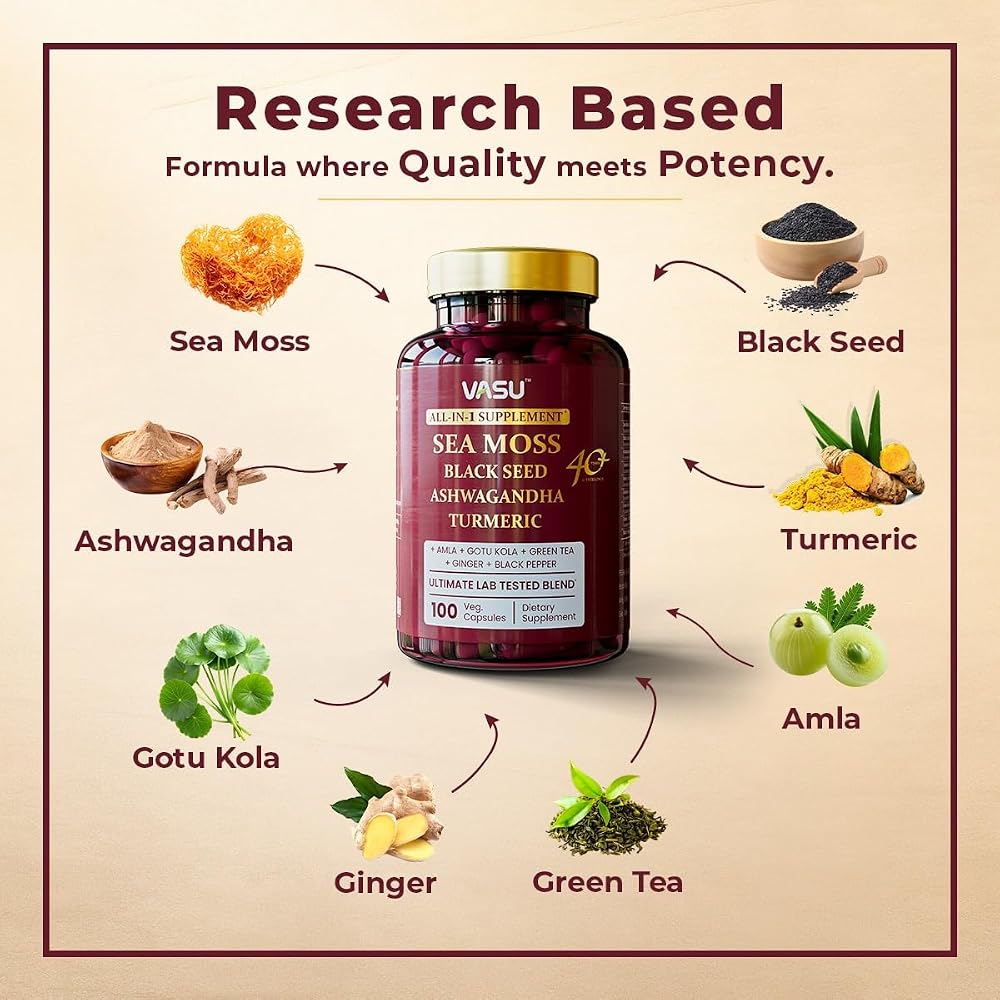 Vasu Sea Moss Capsules for Stamina & Strength - 100 Count - image 2