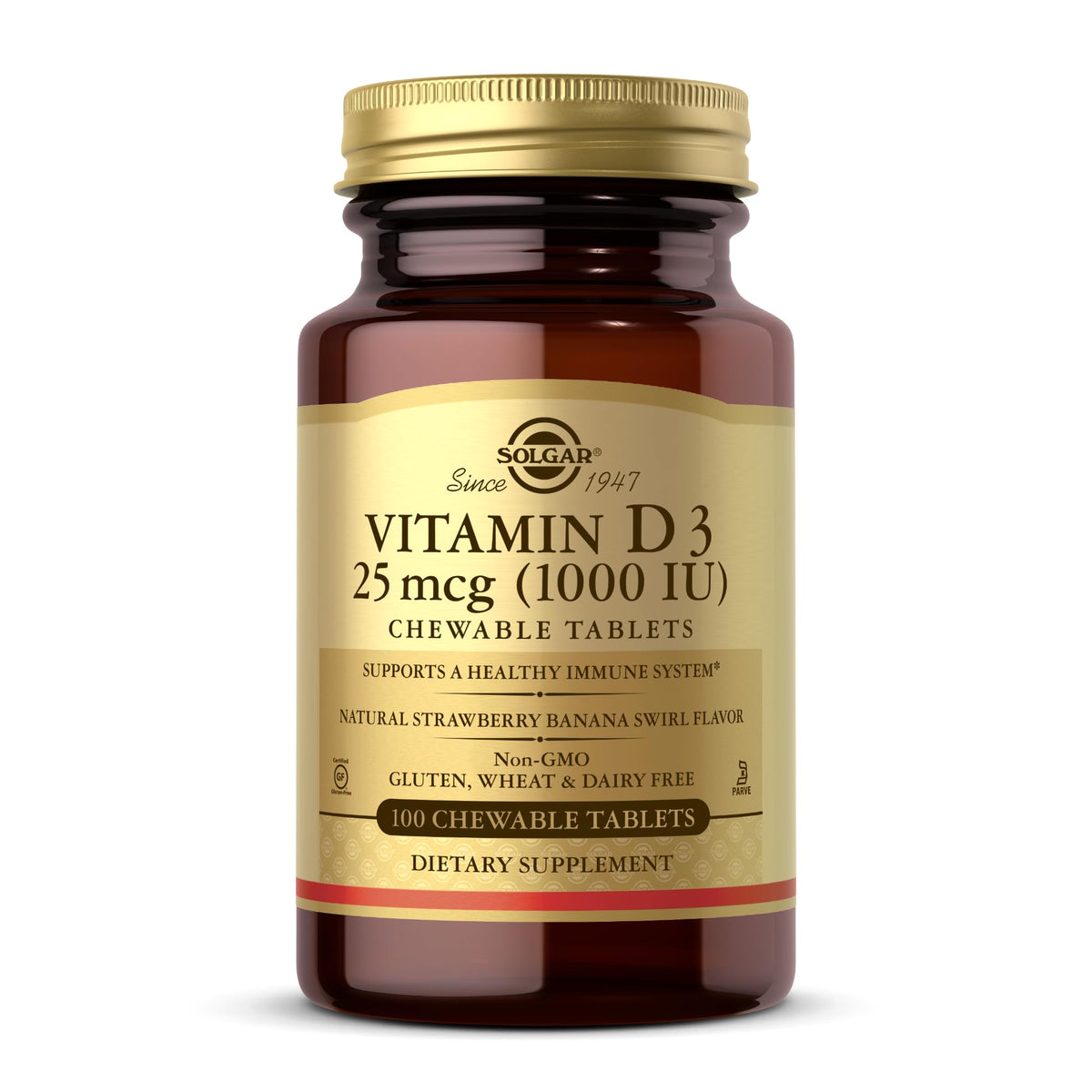 Solgar Vitamin D3 1000 IU Chewable Tablets - 100 Count