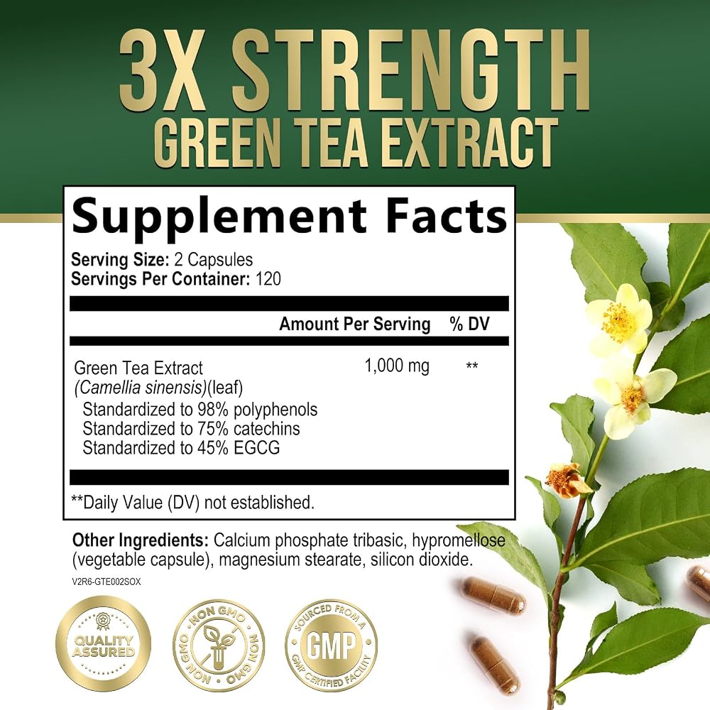 Nature's Nutrition Green Tea Extract 1000mg - 240 Capsules - image 2