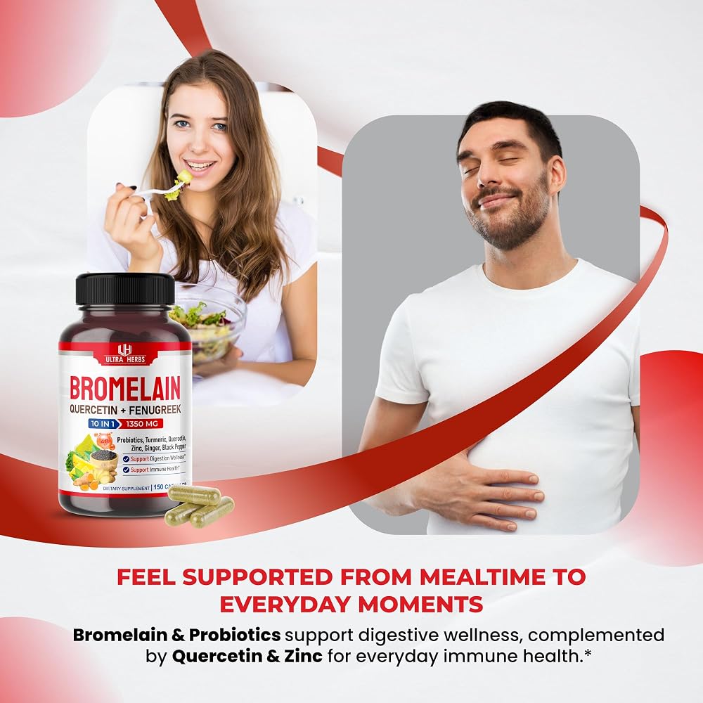 Ultra Herbs Bromelain Complex 1350mg with Quercetin - 150 Capsules - image 5