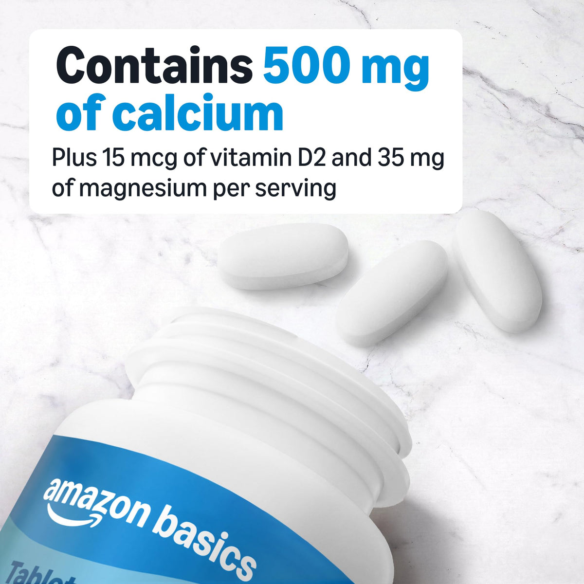 Amazon Basics Calcium plus Vitamin D2 - 65 Tablets - image 3