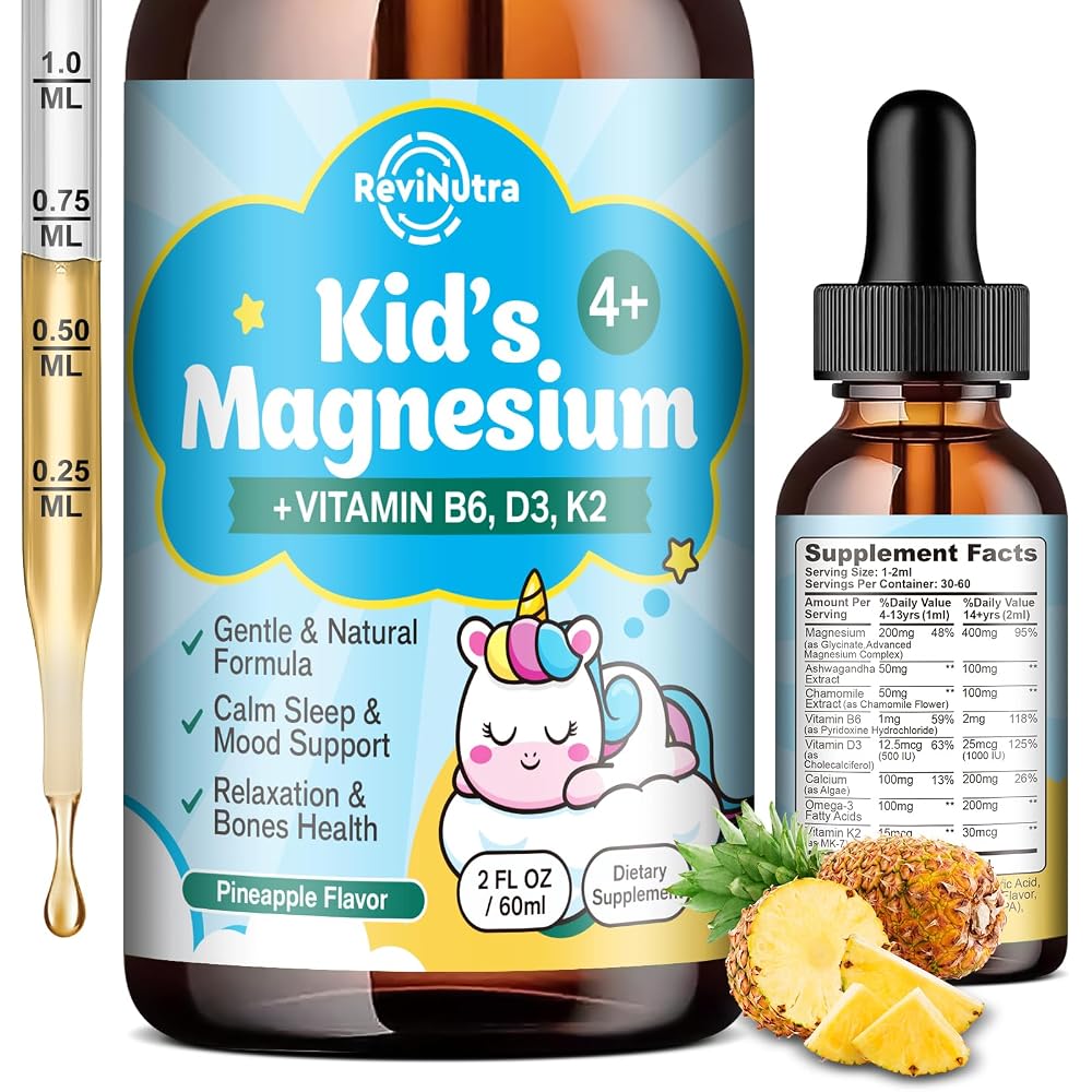 ReviNutra Kids Magnesium Glycinate Liquid Drops with Omega-3