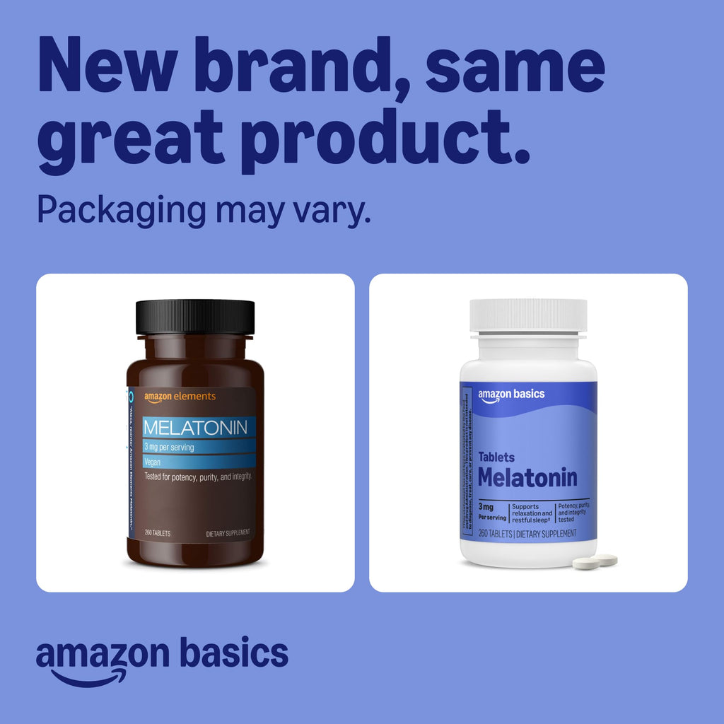 Amazon Basics Melatonin 3mg Sleep Support - 260 Tablets - image 2