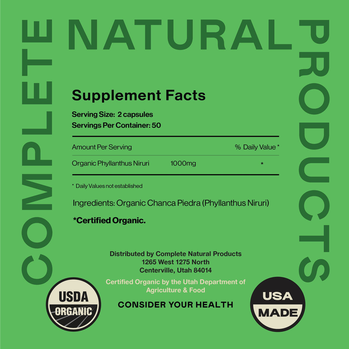 Complete Natural Products Chanca Piedra 500mg Capsules - 100 Count - image 4