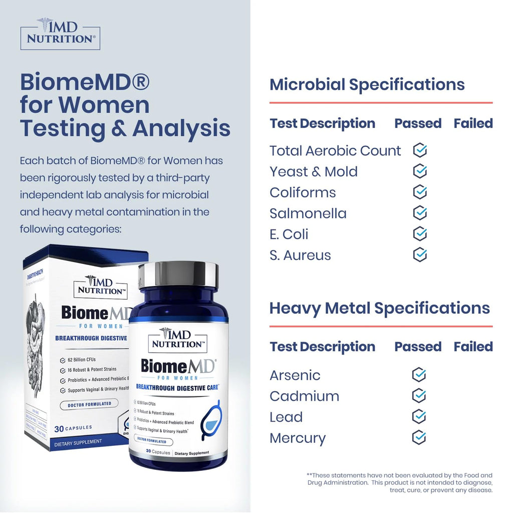 1MD Nutrition BiomeMD Probiotics for Women - 30 Capsules - image 2
