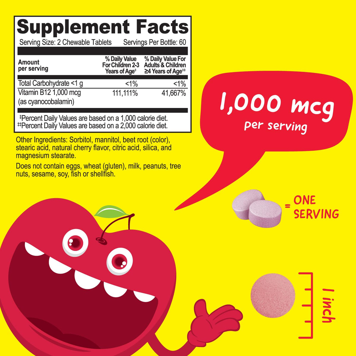 VitaWorks Chewable Vitamin B12 for Kids 1000 mcg - 120 Count - image 2