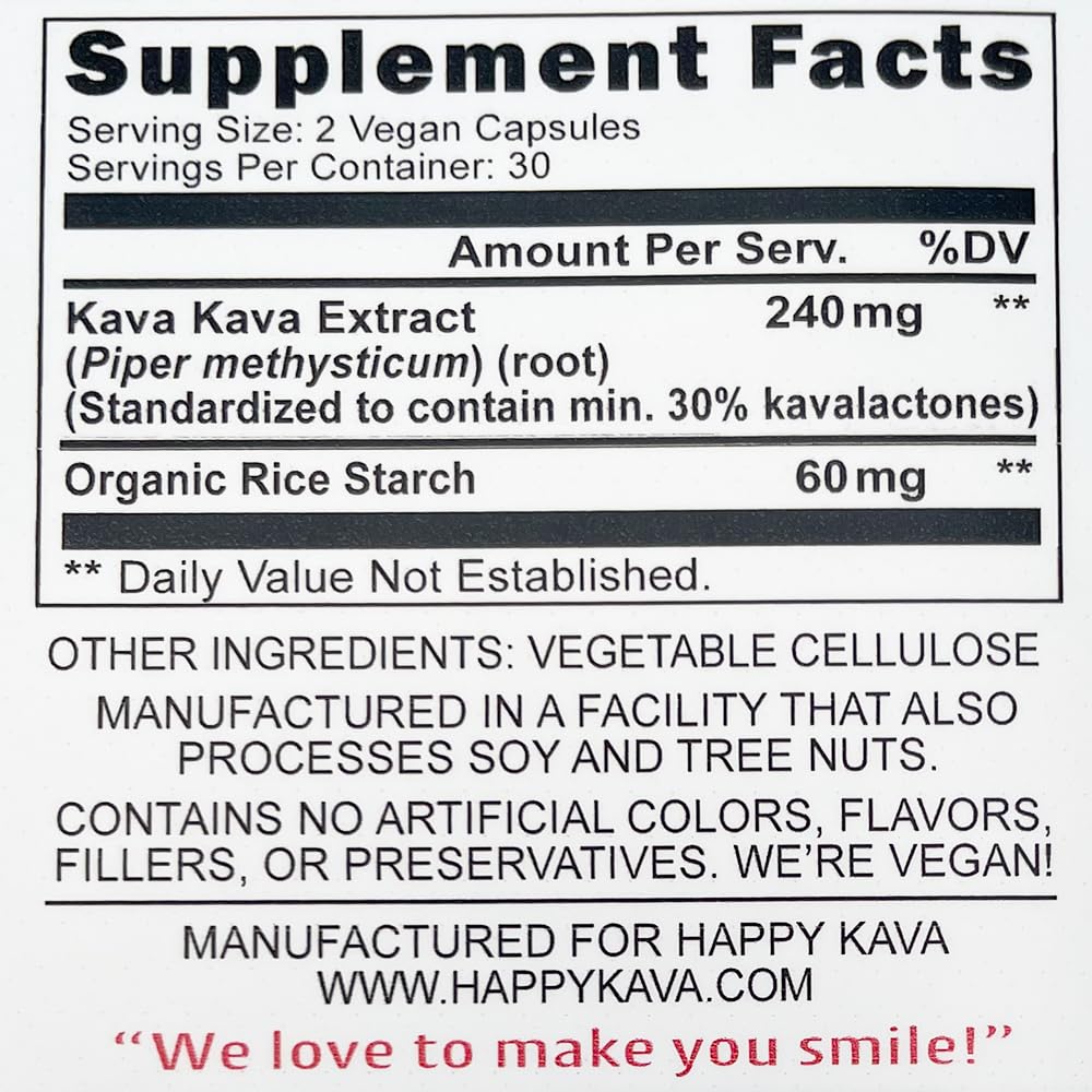 Happy Kava 30% Kavalactone Kava Extract Capsules - 60 Capsules - image 3