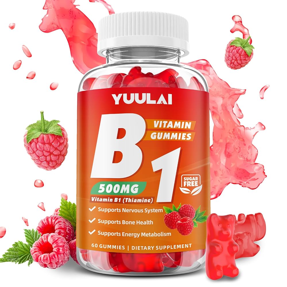 YUULAI Vitamin B1 Gummies 500mg for Adults & Kids