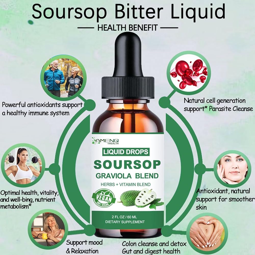 AMENQ hHEALTH Soursop Bitters Liquid Drops with Sea Moss - 2 Fl Oz - image 4