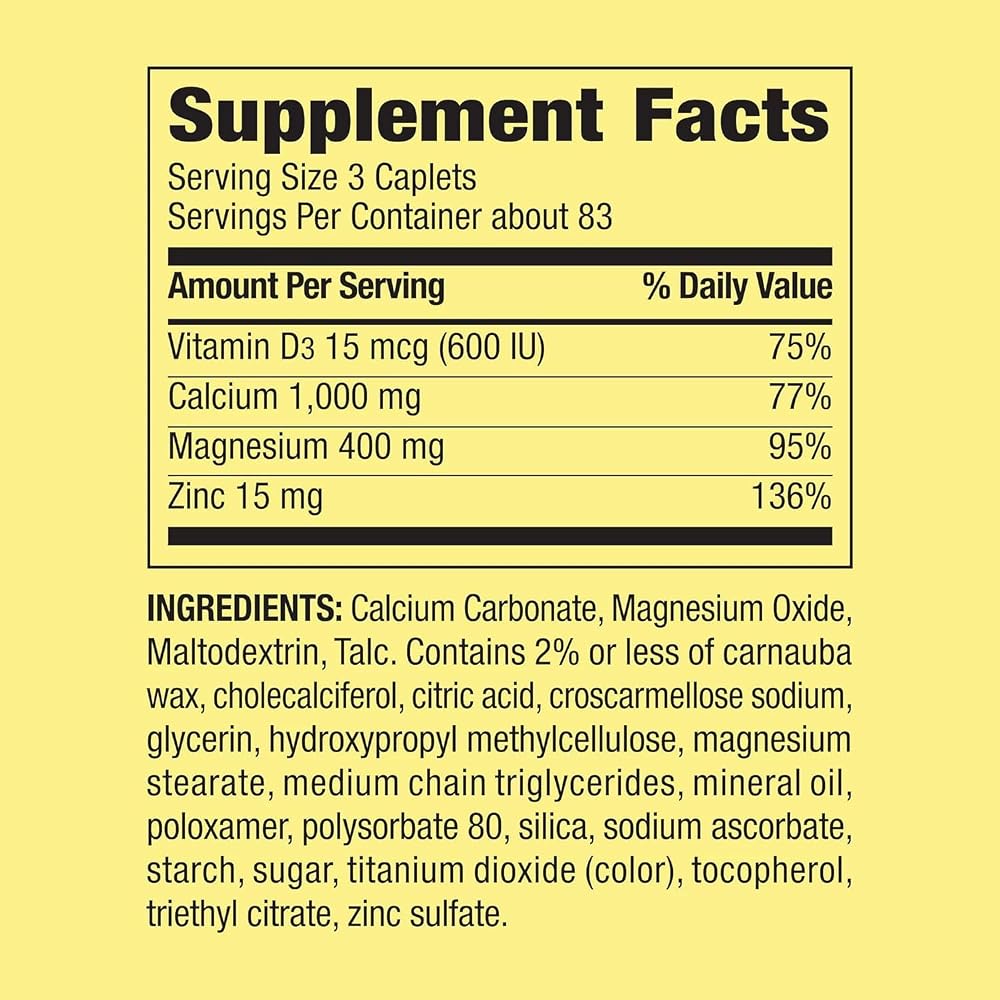 BASKETGOODS Calcium Magnesium Zinc Vitamin D3 - 250 Caplets - image 3