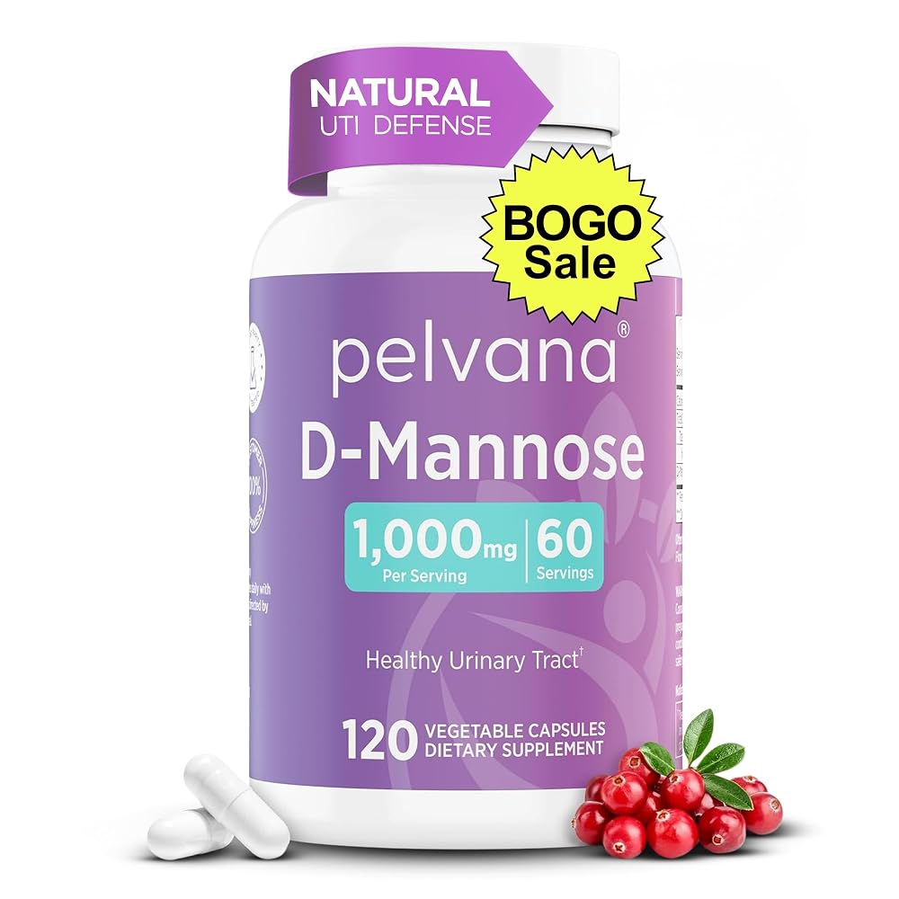 Pelvana D-Mannose 500mg Capsules for Healthy Urinary Tract - 120 Count
