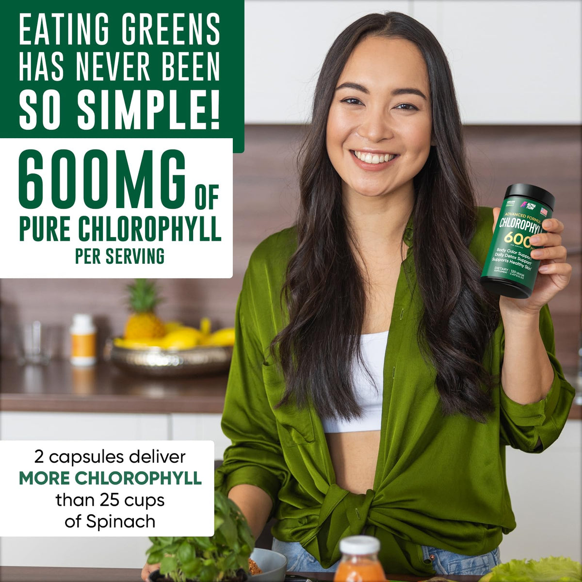 Alpha Flow Chlorophyll 600 mg Capsules - 120 Capsules - image 2