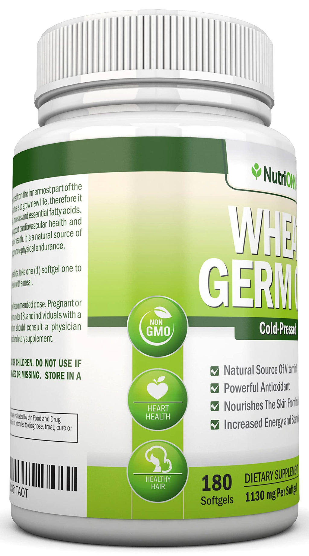 NutriONN Wheat Germ Oil 1130mg - 180 Softgels - image 4