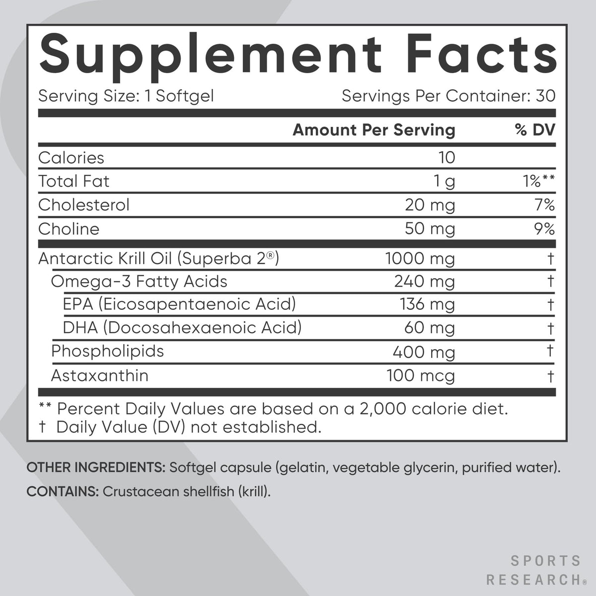 Sports Research Antarctic Omega-3 Krill Oil 1000mg - 30 Softgels - image 5