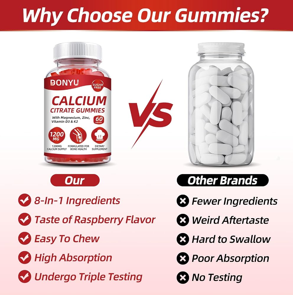 DONYU Calcium Citrate 1200mg Gummies with Vitamin D3 - 60 Count - image 6