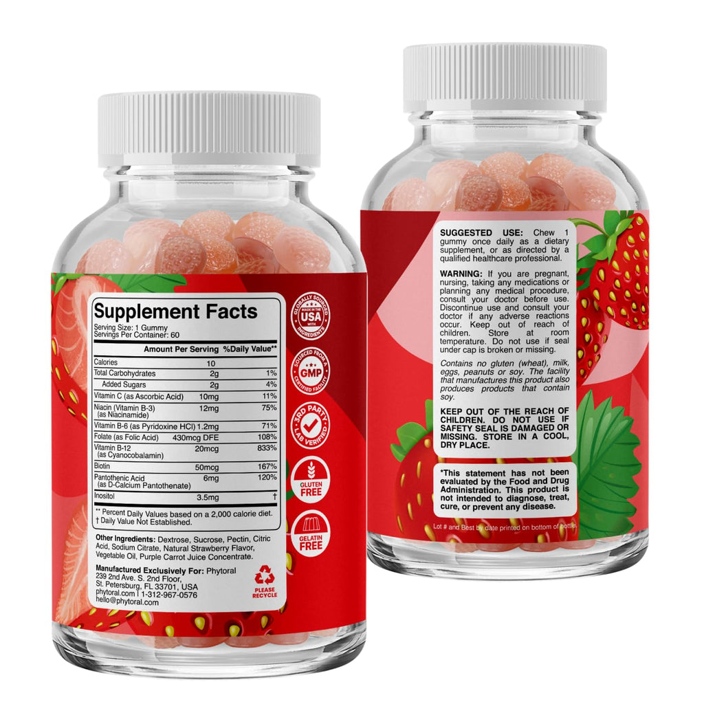 Phytoral Vitamin B Complex Gummies with B6, B12 & Folate - 60 Count - image 7