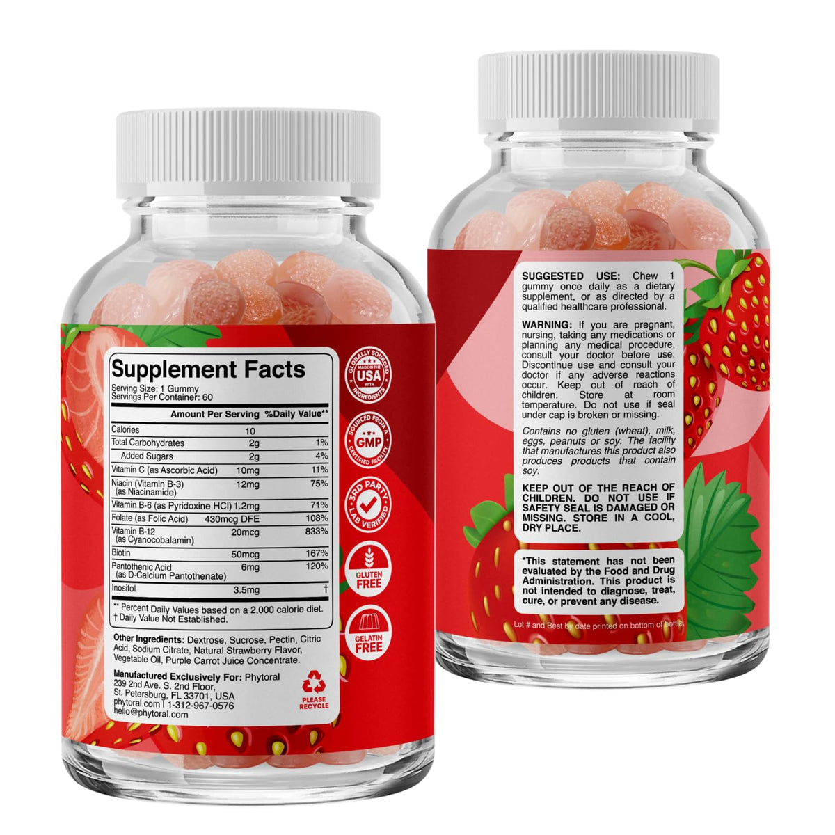 Phytoral Vitamin B Complex Gummies with B6, B12 & Folate - 60 Count - image 7