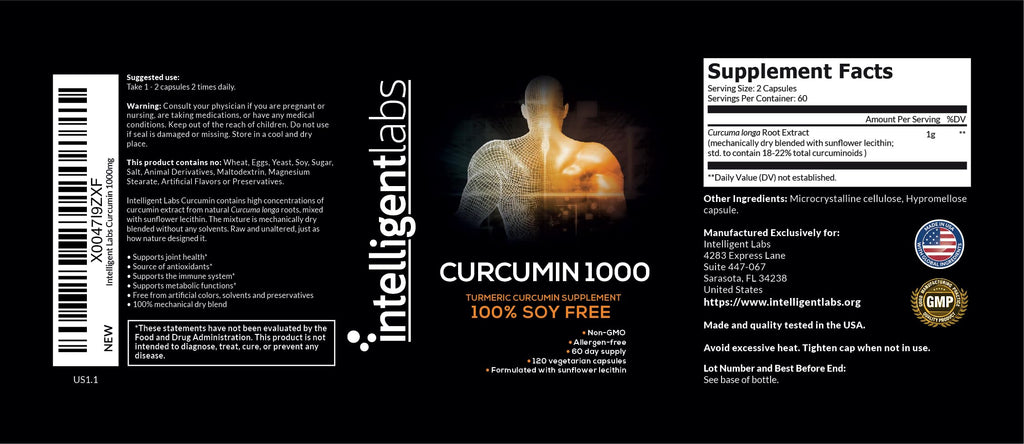Intelligent Labs Curcumin Turmeric Extract 1000mg Joint Support - 120 Capsules - image 7