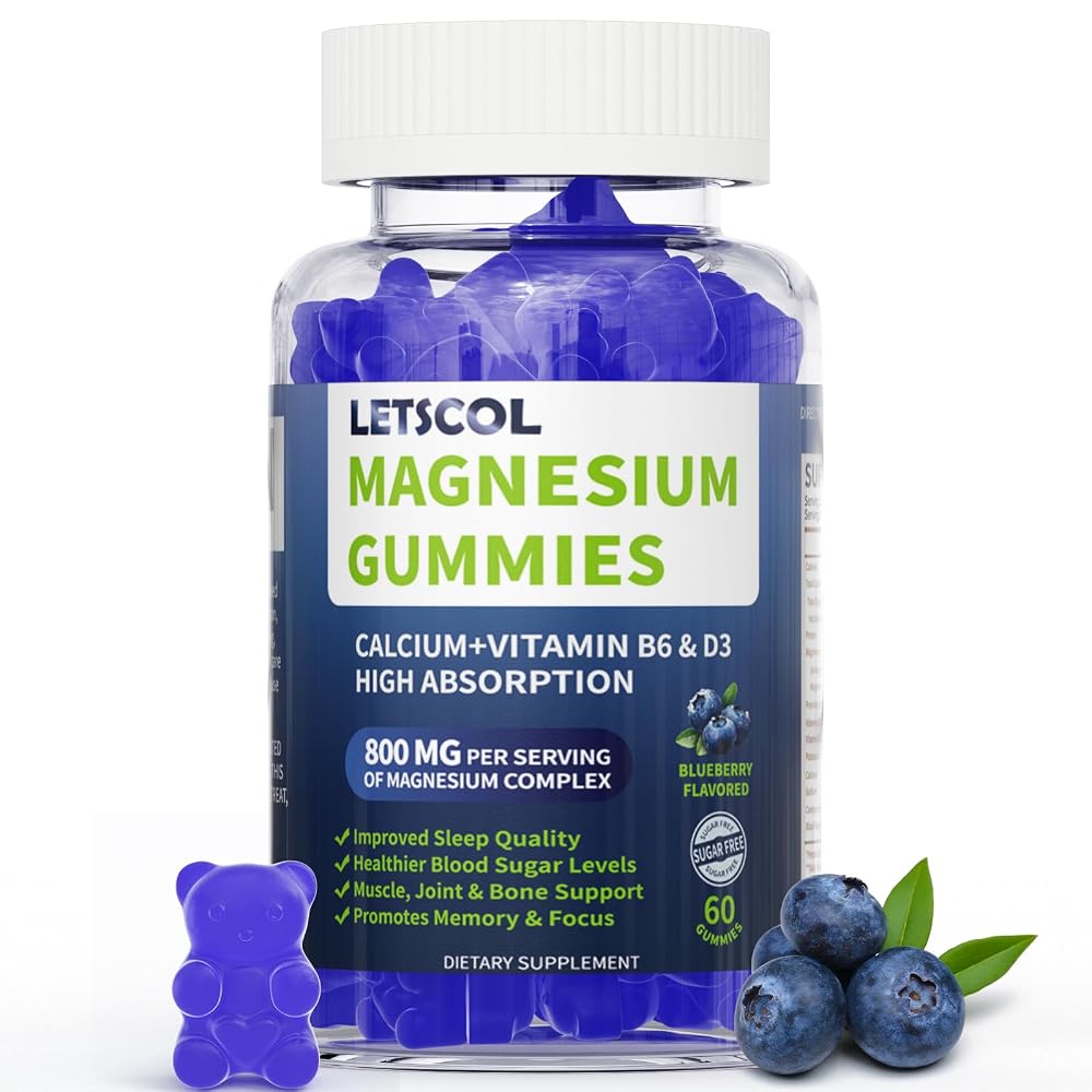 LETSCOL Magnesium Glycinate Gummies 800mg Per Serving