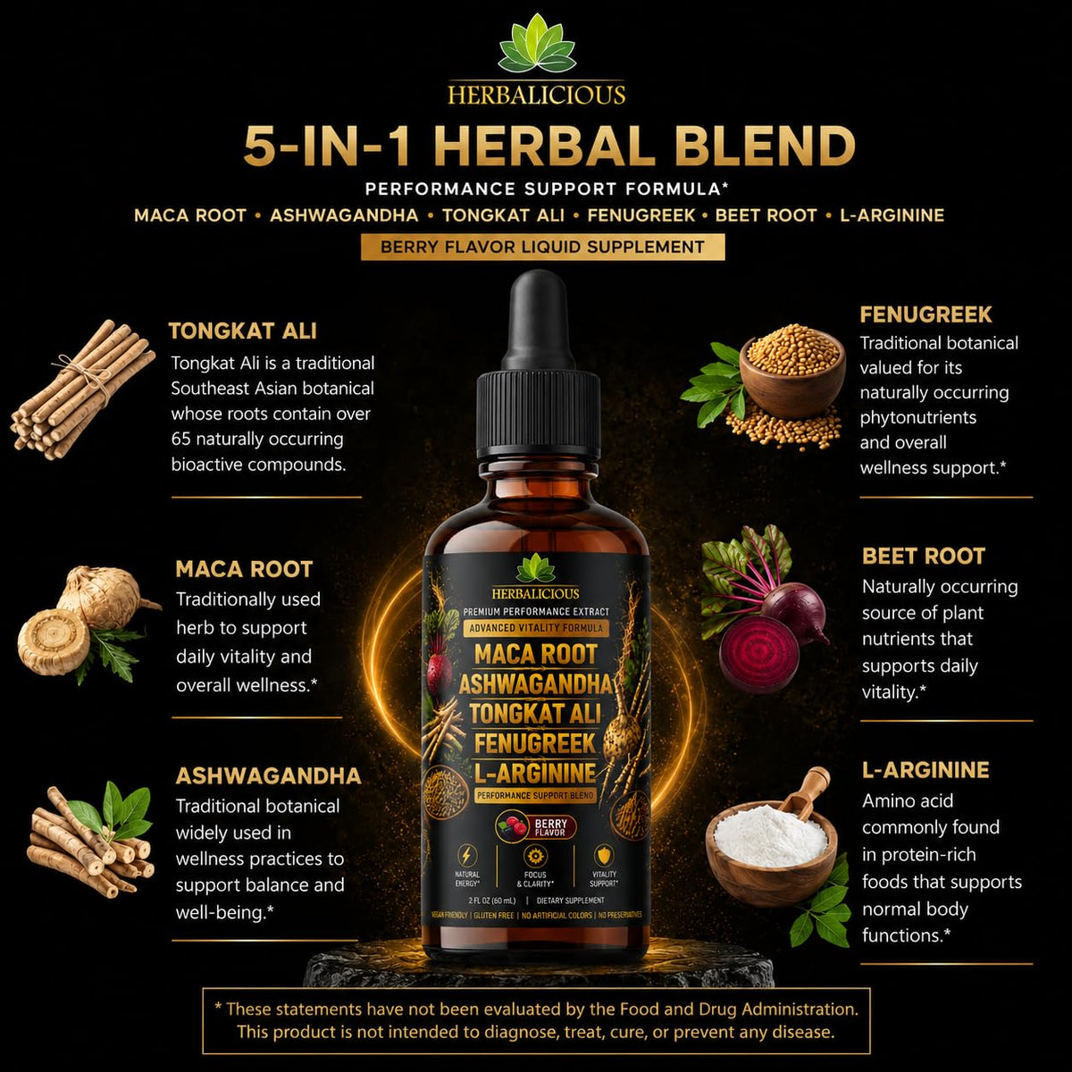 HERBALICIOUS Ashwagandha Supplement - Organic Withania Somnifera Root