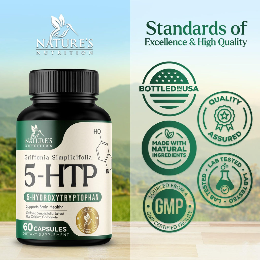 Nature's Nutrition 5HTP 200mg per Serving Capsules - 5 HTP Supplement
