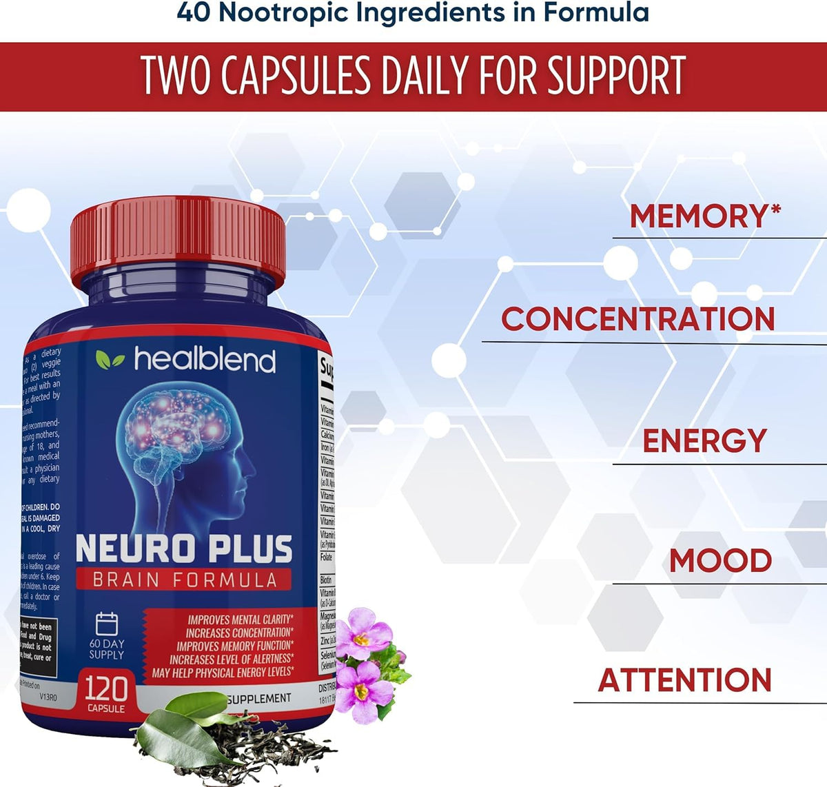 healblend Neuro Plus Brain & Focus Formula - Nootropic Brain Booster