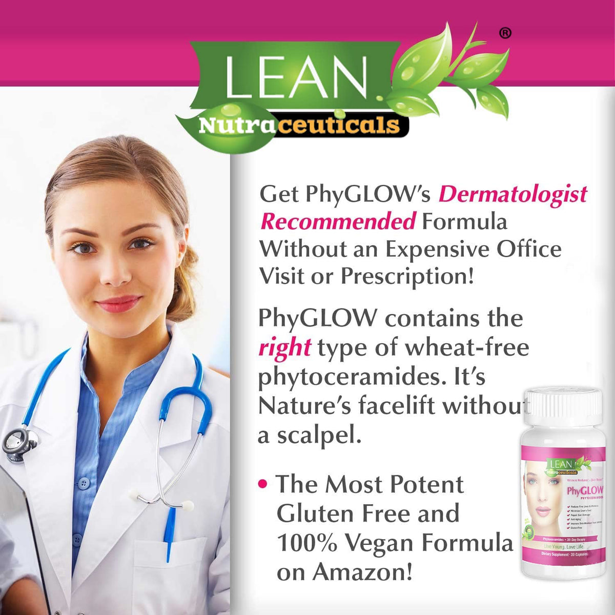 LEAN Nutraceuticals Phytoceramides Skin Hydration Supplement - 30 Capsules - image 4