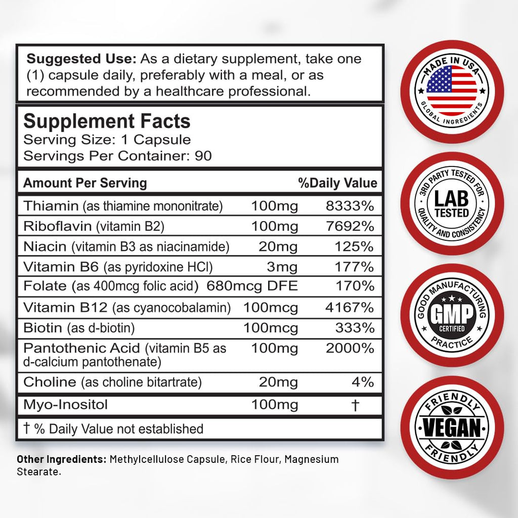 Divine Bounty Vitamin B Complex All B Vitamins - 90 Capsules - image 2