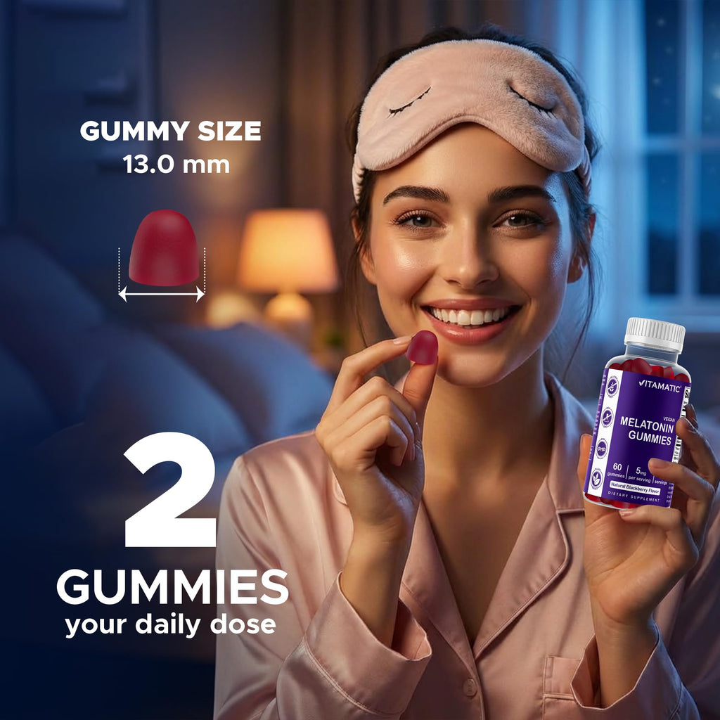 Vitamatic Vegan Melatonin Gummies 5 mg Sleep Support - 60 Gummies - image 4