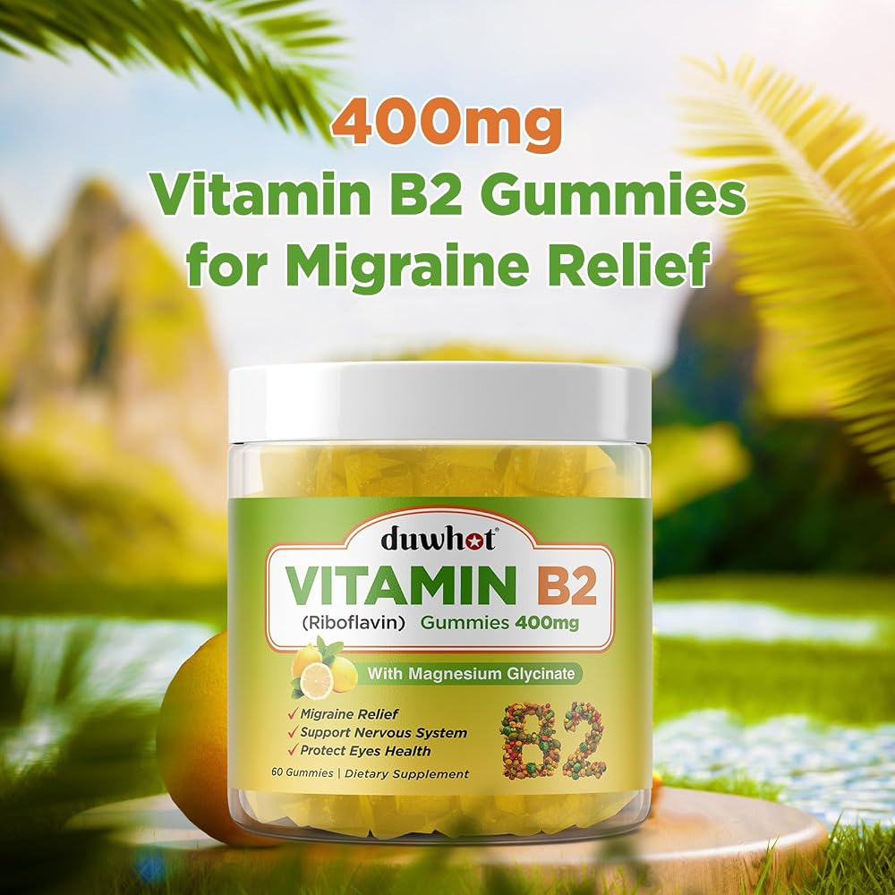 duwhot Vitamin B2 Gummies with Magnesium 400mg - 60 Gummies - image 3