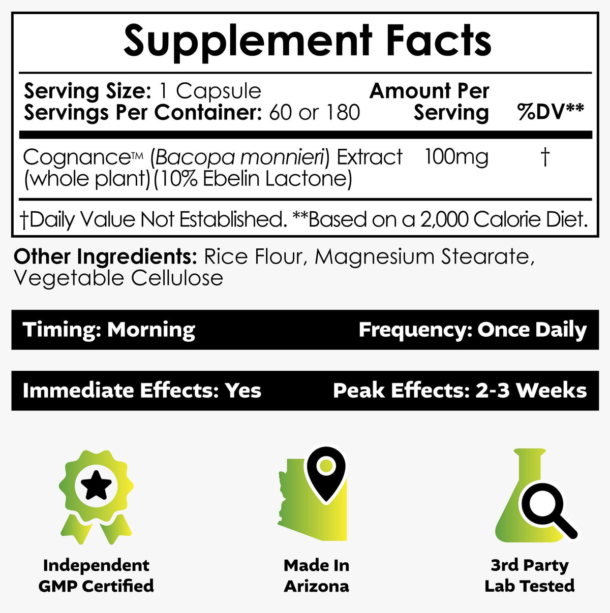 Nootropics Depot Cognance Enhanced Bacopa Capsules