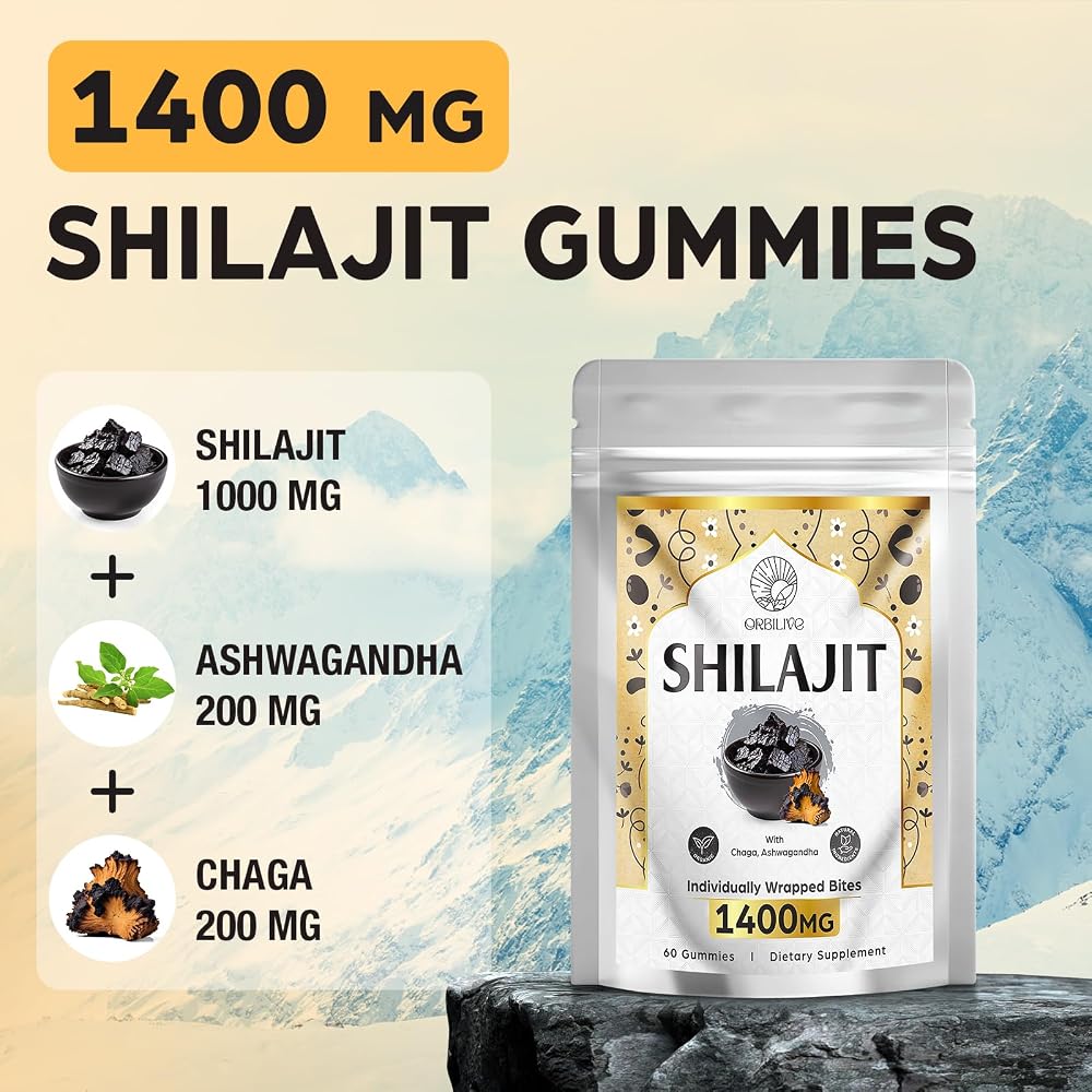 ORBILIVE Shilajit Gummies 1400 mg with Ashwagandha - 60 Gummies - image 3